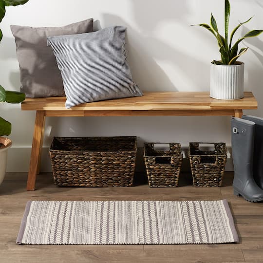 DII® Gray Dobby Stripe Hand-Loomed Rug, 2ft. x 3ft.